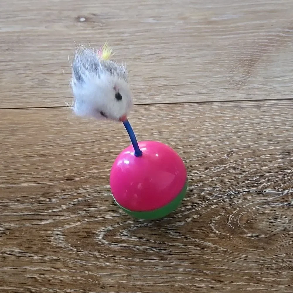 Interactive Furry Toy for Small Pets Pink Feather Toys Cat Kitty Colorful